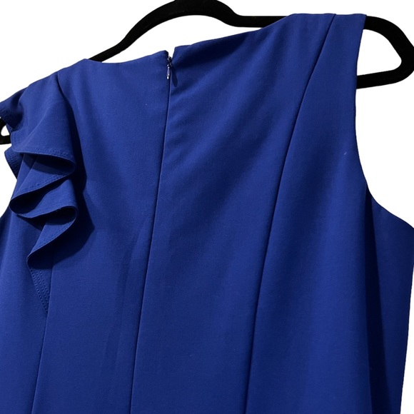 CALVIN KLEIN Asymmetrical Ruffle Dress in Royal Blue - Picture 11 of 11